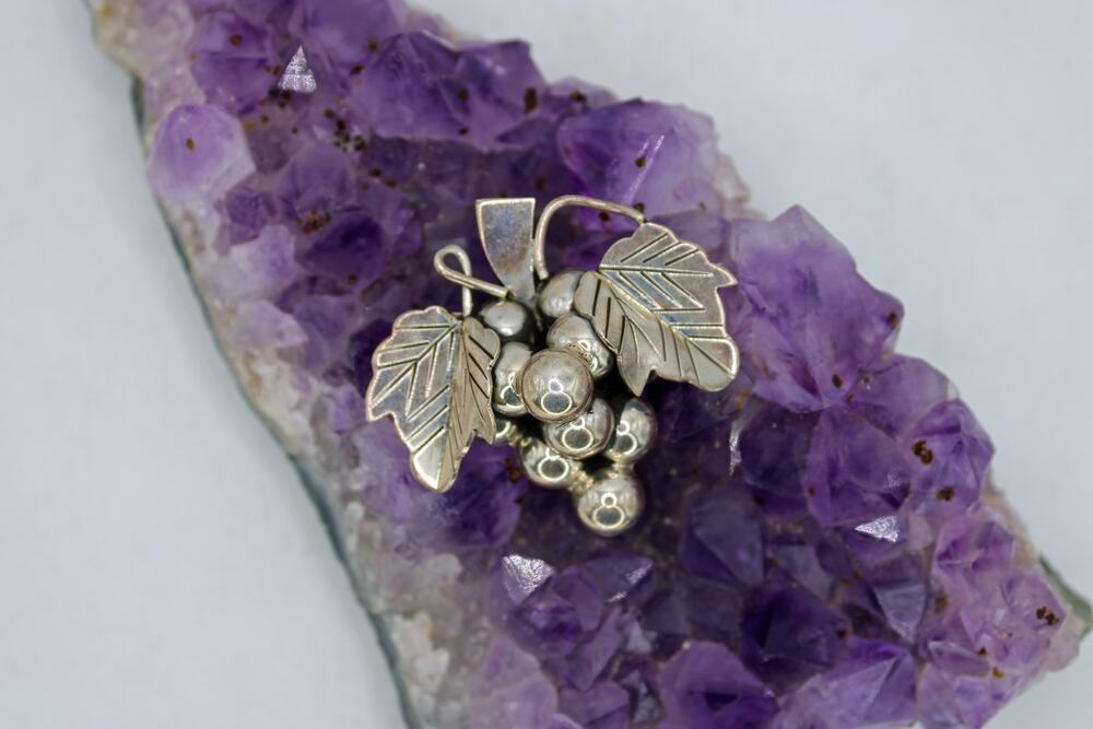 Taxco TS-102 Sterling Silver Grape Cluster Brooch/Pendant